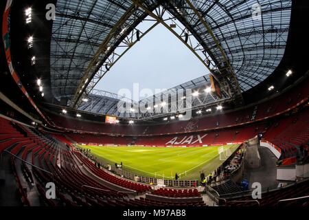 Amsterdam, Niederlande. 23 Mär, 2018. Eine allgemeine Ansicht der Johan Cruyff Arena vor dem Freundschaftsspiel zwischen den Niederlanden und England an der Johan Cruyff Arena am 23. März 2018 in Amsterdam, Niederlande. (Foto von Daniel Chesterton/phcimages.com) Credit: PHC Images/Alamy leben Nachrichten Stockfoto