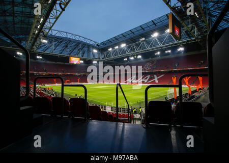 Amsterdam, Niederlande. 23 Mär, 2018. Eine allgemeine Ansicht der Johan Cruyff Arena vor dem Freundschaftsspiel zwischen den Niederlanden und England an der Johan Cruyff Arena am 23. März 2018 in Amsterdam, Niederlande. (Foto von Daniel Chesterton/phcimages.com) Credit: PHC Images/Alamy leben Nachrichten Stockfoto