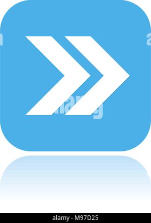 Pfeilsymbol. Blaue quadratische Symbol mit Reflektion Stock Vektor