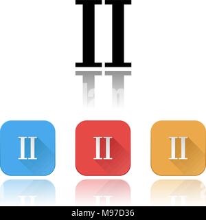 II die römische Ziffer Symbole. Mehrfarbiger mit Reflektion Stock Vektor