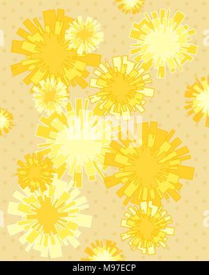 zur Veranschaulichung der abstrakten Löwenzahn Blüten in Schattierungen von gelb auf goldenem Hintergrund Stock Vektor