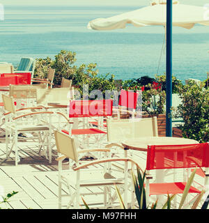 Sommer Café am Meer, Eindrücke von Griechenland Stockfoto