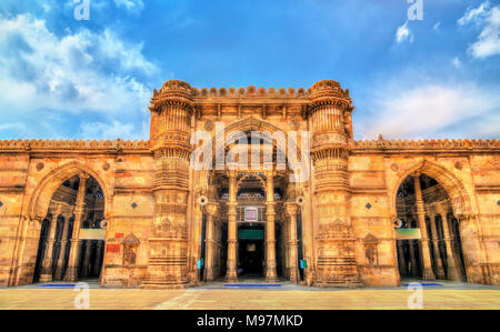 Jama Moschee, die prächtigste Moschee von Ahmedabad, Gujarat, Indien Stockfoto