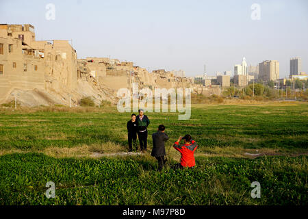 Köziciyerbisi, der letzte verbliebene Teil der Altstadt von Kashgar in Xinjiang, China Stockfoto