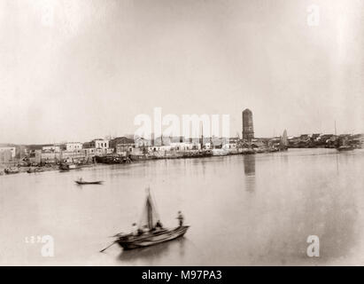 Jahrgang 19. Jahrhundert foto China c 1880 s-Boote auf dem Fluss Yangtze in Wuhu Stockfoto