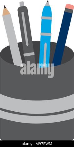 Schale aus Kunststoff mit Bleistift pen liefert Büro Stock Vektor