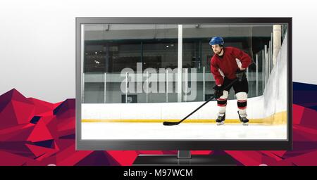 Ice Hockey Player im Fernsehen Stockfoto