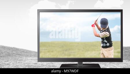 Golf Player im Fernsehen Stockfoto