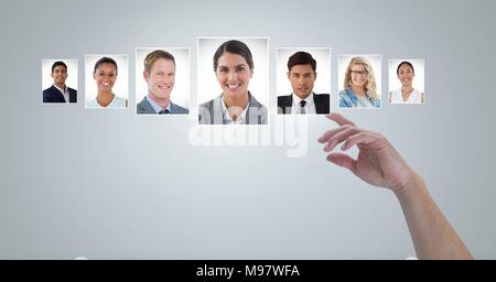 Hand berühren portrait Profile von verschiedenen Personen Stockfoto