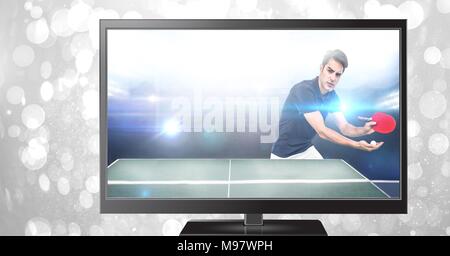 Tischtennis im Fernsehen Stockfoto
