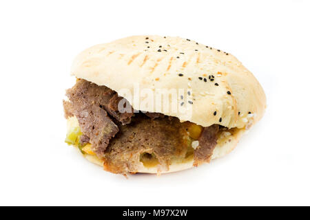 Aserbaidschanische stil Döner auf weißem Hintergrund Stockfoto