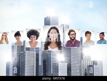 Portrait Profile von verschiedenen Personen Stockfoto