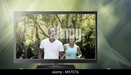 Athletische Passform Menschen im Fernsehen Stockfoto