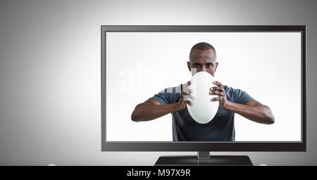 Rugby Spieler im Fernsehen Stockfoto