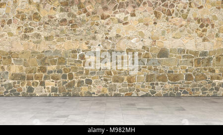 Natursteinmauer, 3D-Rendering Stockfoto