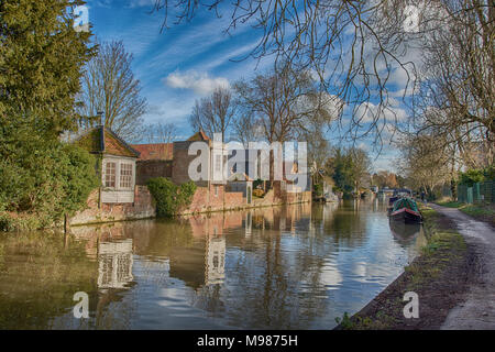 Den Fluss Lea durch Ware, Hertfordshire, England, Stockfoto