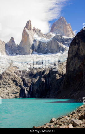 Mt Fitz Royat an der Laguna de los Tres in Patagonien, El Chalten, Argentinien Stockfoto