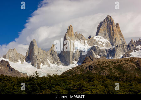 Mt Fitz Royat an der Laguna de los Tres in Patagonien, El Chalten, Argentinien Stockfoto