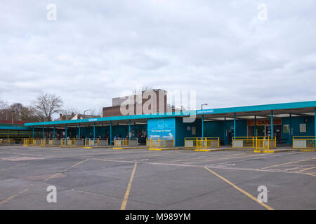 Verlassene Busstation in Crewe Cheshire UK Stockfoto