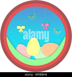 Frohe Ostern cartoon Kreis Bild Stock Vektor