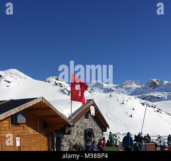 Die schweizer Ski und Schnee - Sport verbundenen Ferienort St. Luc und Chandolin in der Region Wallis in der Schweiz Stockfoto