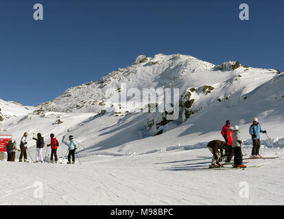 Die schweizer Ski und Schnee - Sport verbundenen Ferienort St. Luc und Chandolin in der Region Wallis in der Schweiz Stockfoto