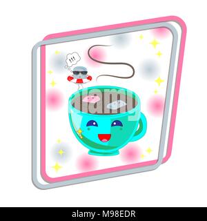 Heiße Schokolade. Tasse heiße Schokolade mit Marshmallows. Stock Vektor