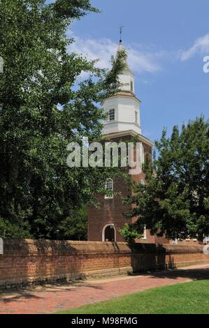 Bruton Gemeinde-Kirche, Colonial Williamsburg, Virginia Stockfoto