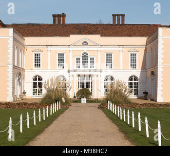 Historische Gebäude Fassade Fassade, Hintlesham Hall Hotel, Hintlesham, Suffolk, England, Großbritannien Stockfoto