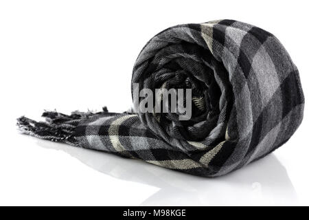 Schal Schwarz Plaid isolieren auf weißem Hintergrund Stockfoto