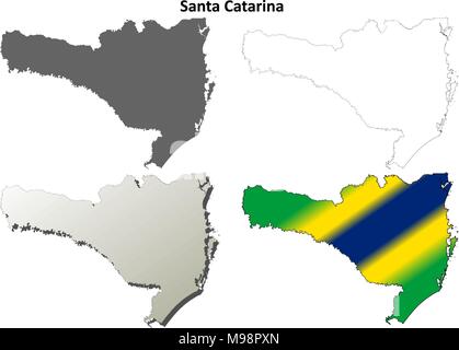 Santa Catarina leere Umriss Karte gesetzt Stock Vektor