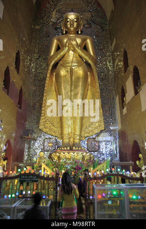 Myanmar, Birma, Bagan, Ananda Tempel, Buddha, Stockfoto