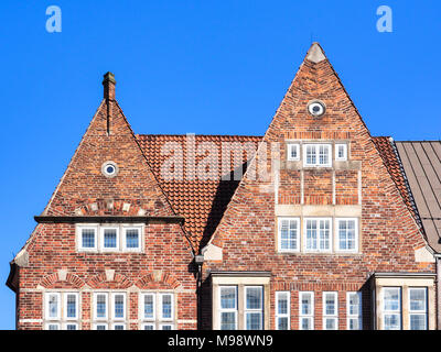 Historisches Giebelhaus gemauerte Häuser in der Altstadt von Bremen, Deutschland Stockfoto