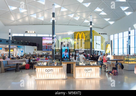 Abflug-Lounge am Flughafen Sydney Kingsford Smith, Maskottchen, Sydney, New South Wales, Australien Stockfoto