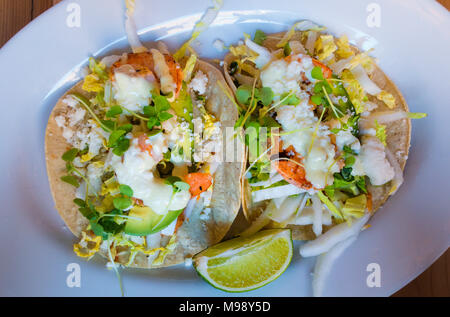 Shrimp Tacos auf seamore's Restaurant in Dumbo, Brooklyn Stockfoto