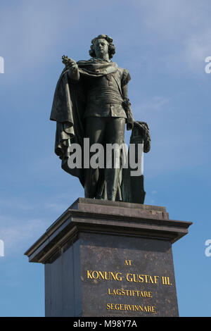 STOCKHOLM, Schweden - ca. September 2015 - Statue von König Gustav III. Stockfoto