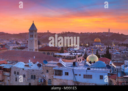 Jerusalem. Stadtbild das Bild der Altstadt von Jerusalem, Israel bei Sonnenaufgang. Stockfoto