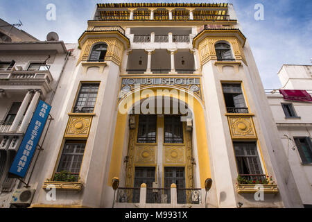 Marokko, Casablanca, Stadtzentrum, Rue Abdul Karim Diouri, Hotel Volubilis 1919 Art Deco mock Römische Architektur Stockfoto