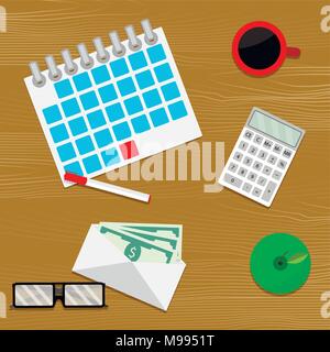 Zahltage Gehalt Vektor. Geld, Gehalt, Lohn bezahle, Entschädigungen und Gehaltsscheck, Gehaltsabrechnung Vector Illustration Stock Vektor