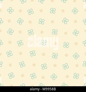 Nahtlose Muster mit vier Blütenblättern Blumen auf einem beigen Hintergrund. Feder nahtlose Muster Stock Vektor
