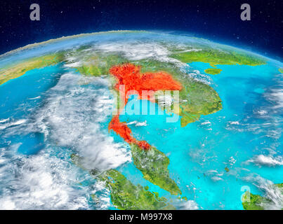 Orbit Ansicht von Thailand in Rot hervorgehoben auf dem Planeten Erde mit sehr detaillierte Oberflächenstrukturen. 3D-Darstellung. Elemente dieses Bild von Stockfoto