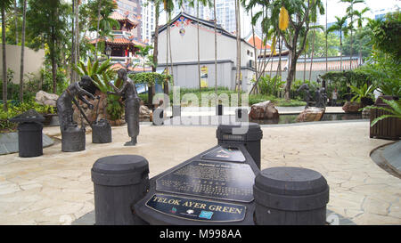 Singapur - APR 2 2015: Zeichen der Telok Ayer nationalen öffentlichen Park in Telok Ayer Sub District, Chinatown von Singapur Stockfoto