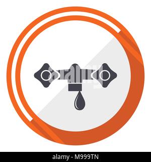 Wasser flache Design vector Web Icon. Runde orange internet Taste auf weißem Hintergrund. Stock Vektor