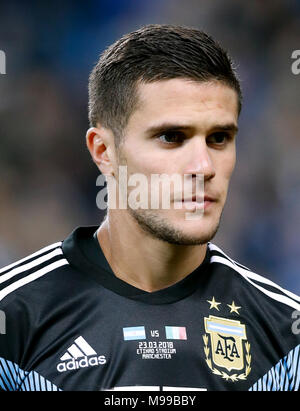 Argentiniens Fabricio Bustos während der internationalen Freundschaftsspiel am Etihad Stadium, Manchester. Stockfoto