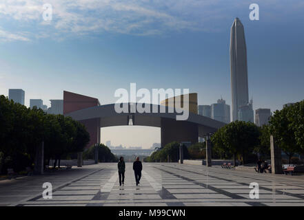 Die Shenzhen Civic Center in zentralem Geschäftsviertel Futian. Stockfoto