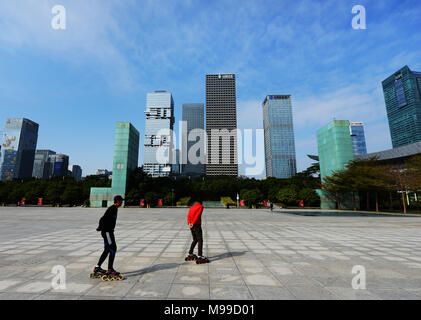 Die Shenzhen Civic Center in zentralem Geschäftsviertel Futian. Stockfoto