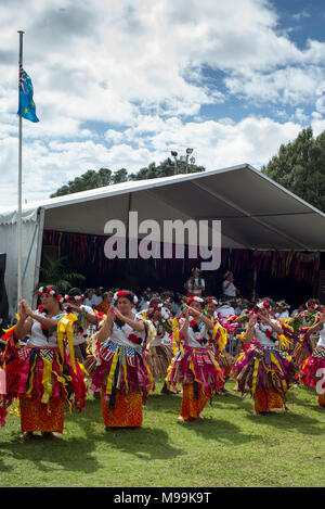 Tongan Tänzer Pasifica Festival Auckland Stockfoto