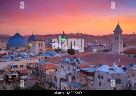 Jerusalem. Stadtbild das Bild der Altstadt von Jerusalem, Israel bei Sonnenaufgang. Stockfoto