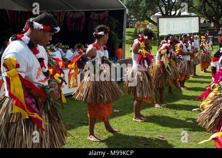 Tongan Tänzer Pasifica Festival Auckland Stockfoto