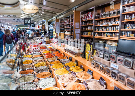 New York, USA - Oktober 29, 2017: Anbieter Gewürz und Tee Shop im Grand Central Market in New York City Manhattan Stockfoto